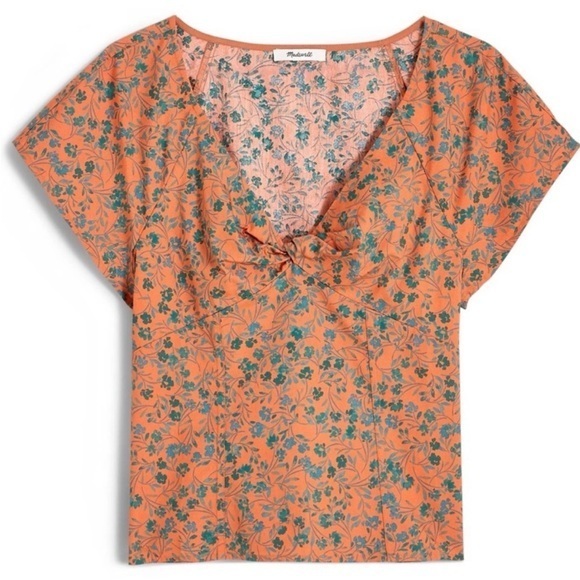 Madewell Tops - Madewell Amari Twist Detail Shirt Sunset Haze Orange Green Size 8